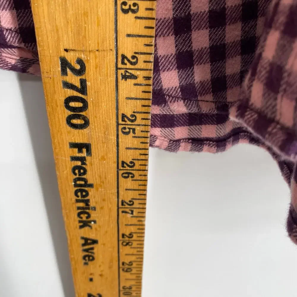 Lands‎ End Top Women’s XS Pink & Purple Gingham Plaid Flannel Fall CozyCore